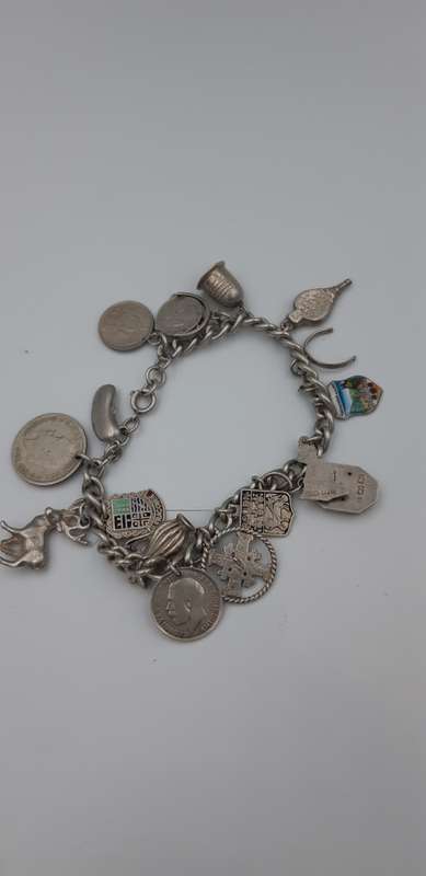 Charm Bracelet 92.5 silver with  17 charms