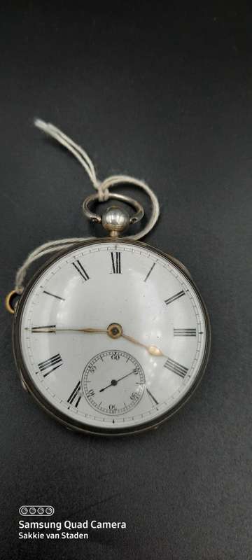 JOHN FISHER GLASGOW ENGLISH LEVER Pocket watch.Fuzee movement .. Sterling silver case Working 1800`s