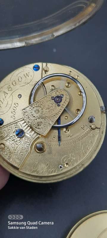 JOHN FISHER GLASGOW ENGLISH LEVER Pocket watch.Fuzee movement .. Sterling silver case Working 1800`s