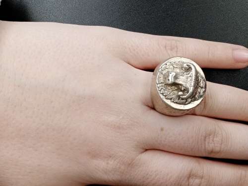 Large mens buffalo ring sterling silver 19mm inside diameter 23.5 grams