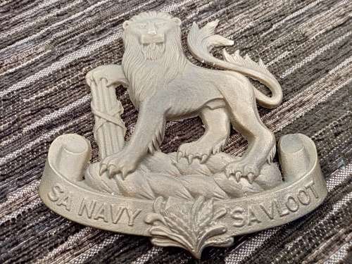 SA Navy brass badge 12cm wide 12.5cm high
