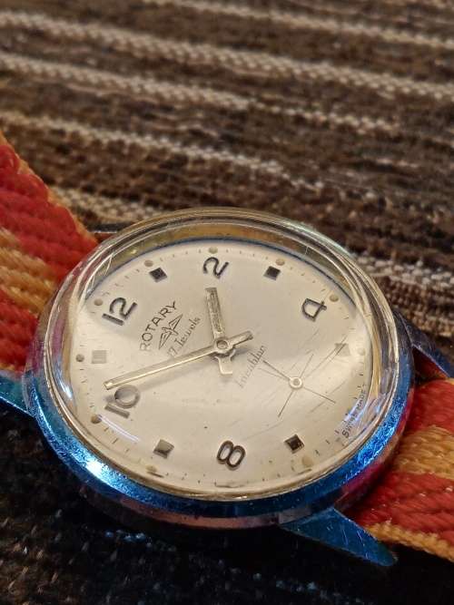 Rotary wrist watch manual wind 30mm ex crown WORKING