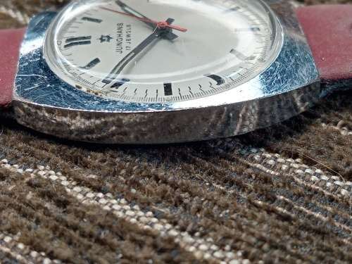 Junghans wrist watch manual wind 33mm ex crown WORKING