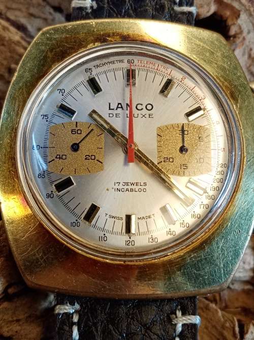 Lanco wrist watch manual wind chronograph 40mm ex crown calliber: valjoux 7733 WORKING