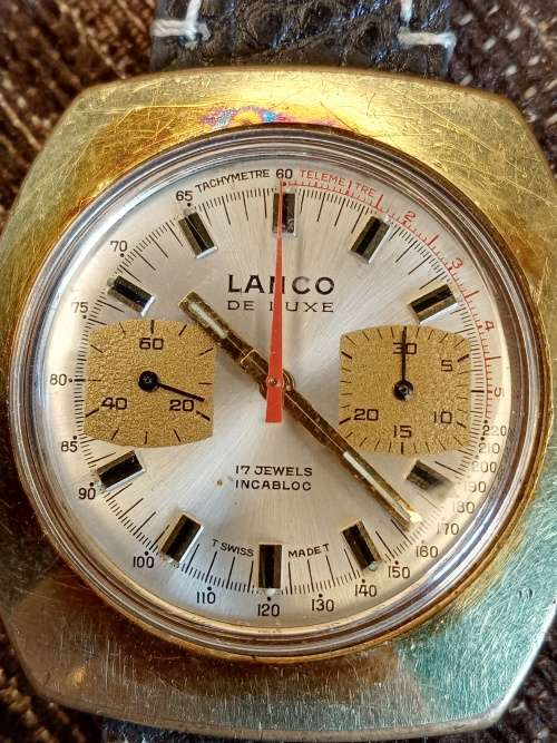 Lanco wrist watch manual wind chronograph 40mm ex crown calliber: valjoux 7733 WORKING