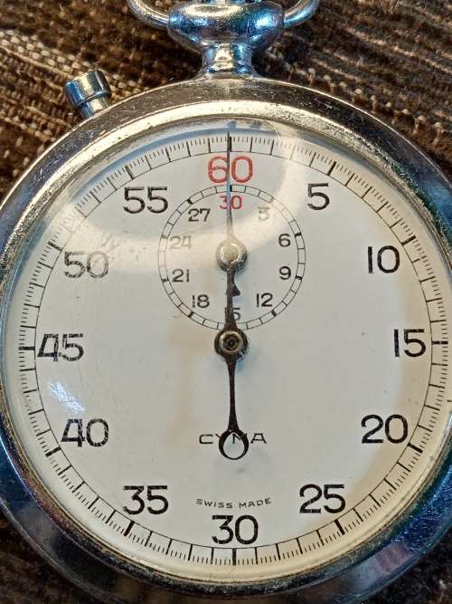 Cyma flyback stopwatch used by the SABC for sporting events 52mm WORKING