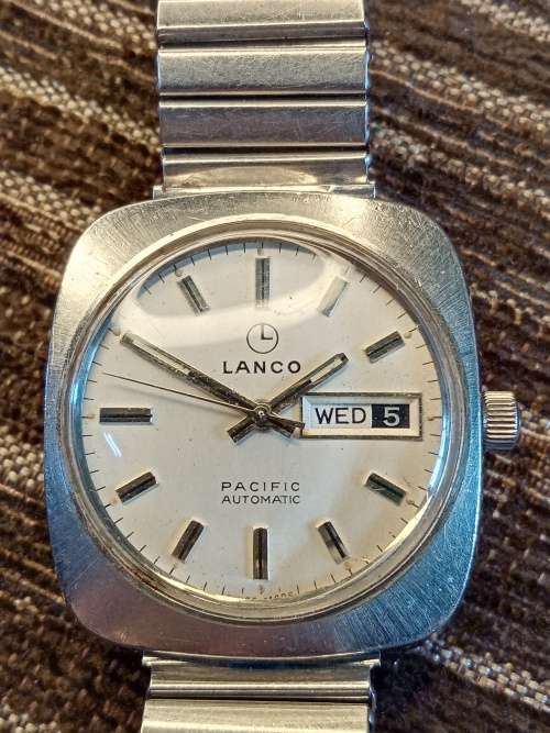 Lanco pacific wrist watch automatic 36mm ex crown WORKING