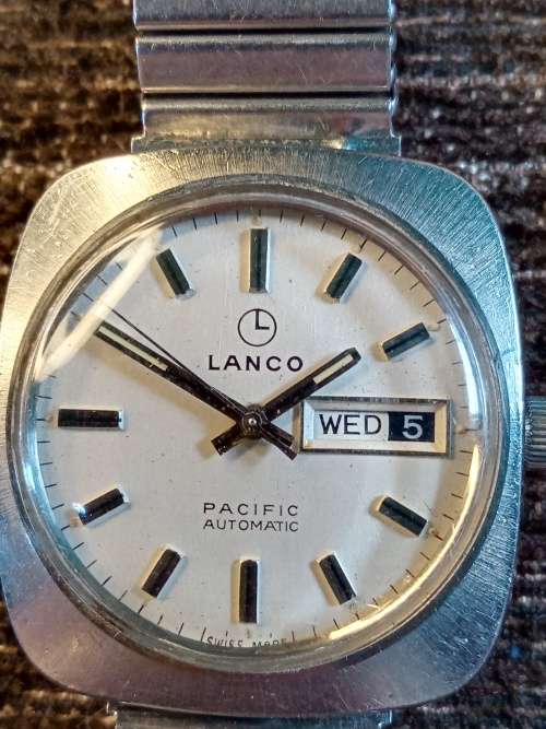 Lanco pacific wrist watch automatic 36mm ex crown WORKING