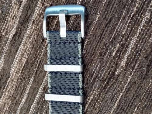 Seatbelt nato wrist watch strap black and grey 22mm