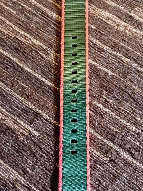 Seatbelt nato wrist watch strap green with red 20mm