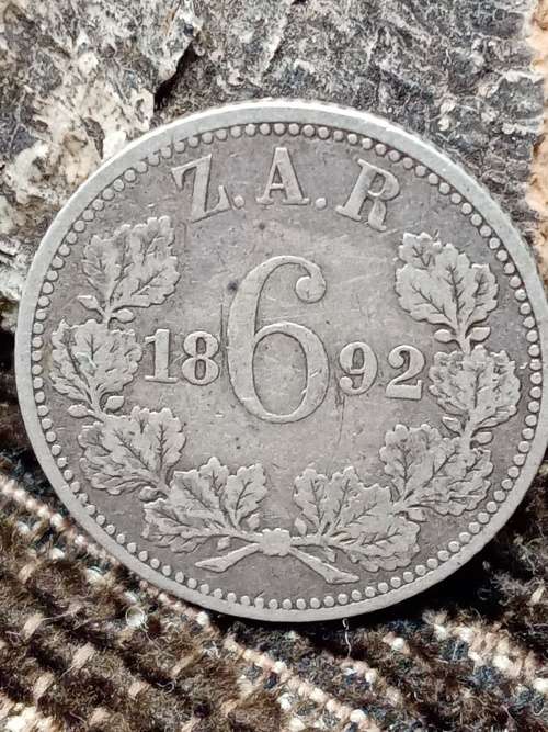 1892 ZAR sixpence