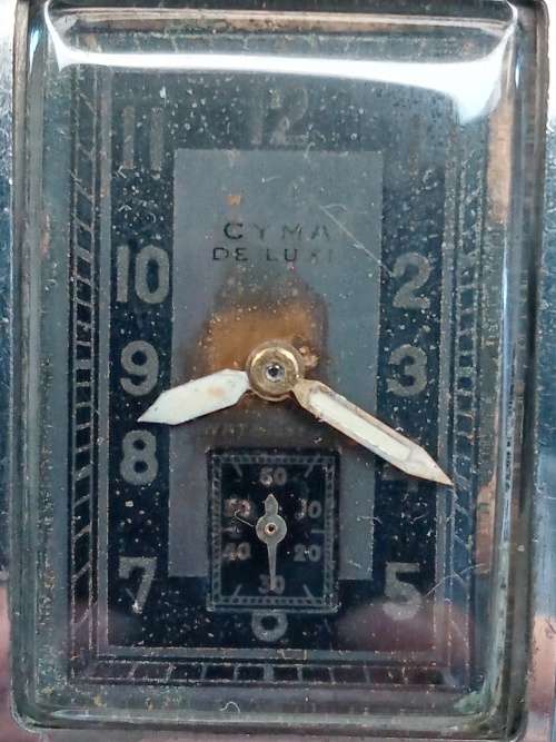 Cyma tank wrist watch manual wind circa 1930`s stainless steel case WORKING