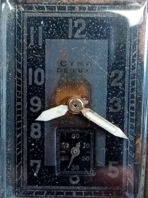 Cyma tank wrist watch manual wind circa 1930`s stainless steel case WORKING
