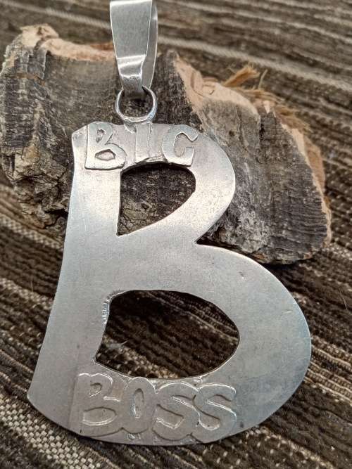 Sterling silver Big Boss pendant 19mm lenght 50mm width