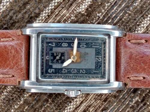 Cyma tank wrist watch manual wind circa 1930`s stainless steel case WORKING