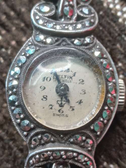 Sterling Silver and Marasite antique ladies watch
