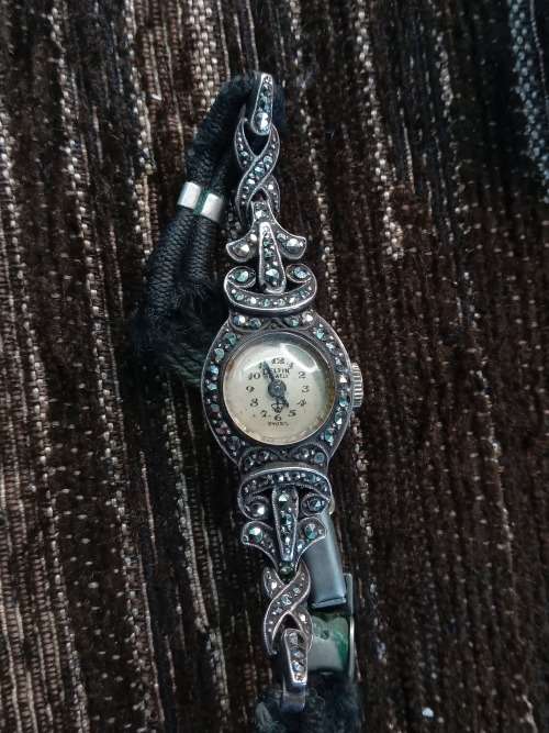 Sterling Silver and Marasite antique ladies watch