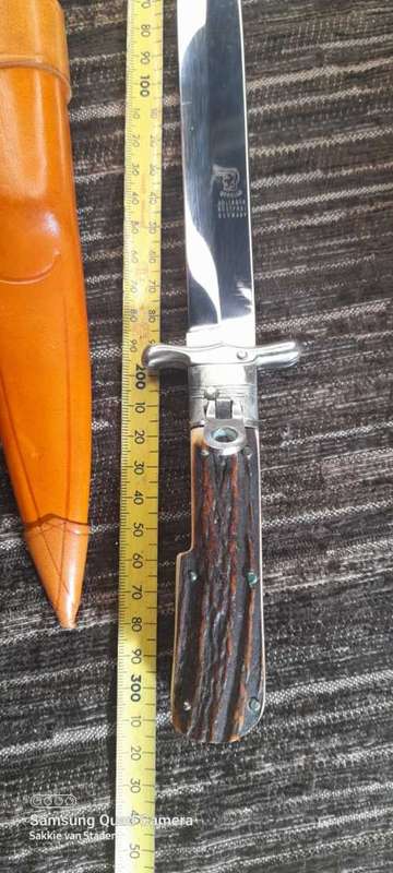 Othello Solingen Germany `pig sticker` Bowie knife stag horn handle new old stock