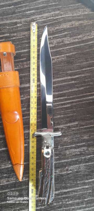 Othello Solingen Germany `pig sticker` Bowie knife stag horn handle new old stock