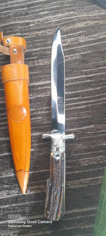 Othello Solingen Germany `pig sticker` Bowie knife stag horn handle new old stock