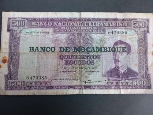Banco Nacional Ultramarino Mocambique Provincia Portuguesa 500 Quinhentos Escudos 1967