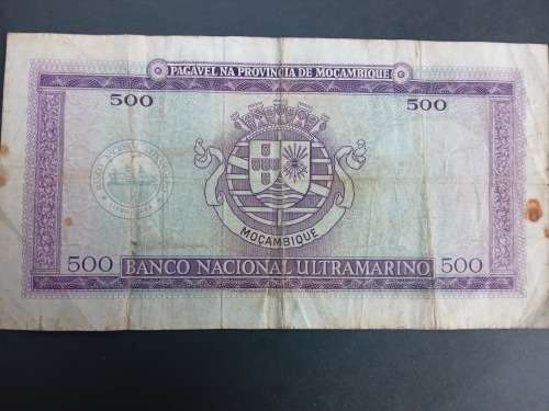 Banco Nacional Ultramarino Mocambique Provincia Portuguesa 500 Quinhentos Escudos 1967