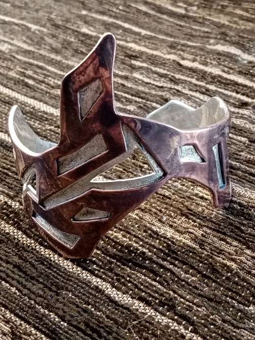 Sterling silver and copper adjustable bangle