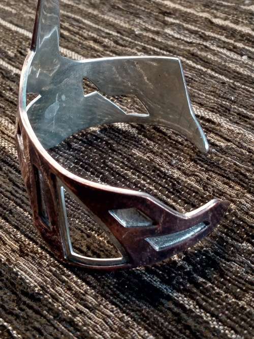 Sterling silver and copper adjustable bangle