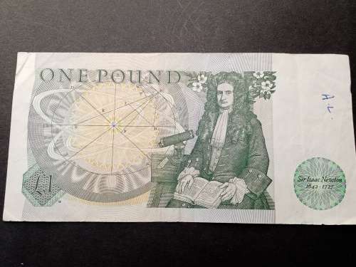 One pound note Isaac Newton Bank of England