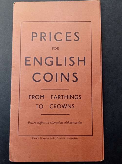 Prices for english coins booklet