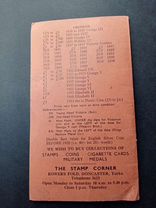 Prices for english coins booklet