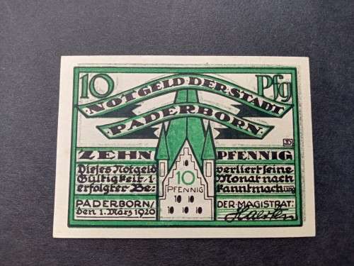 War notes 10 pfennig 1920
