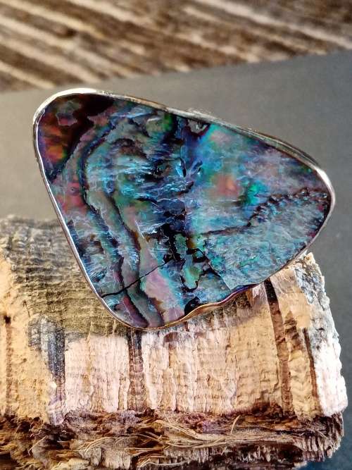 Sterling silver ring Size Q.5 Handmade mother of pearl ring