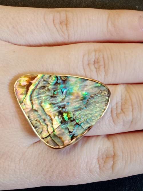 Sterling silver ring Size Q.5 Handmade mother of pearl ring