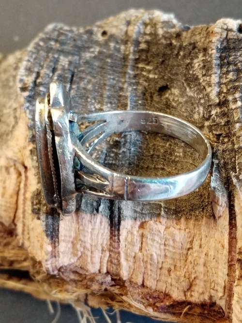 Sterling silver ring Antique mother of pearl ring Size M.5