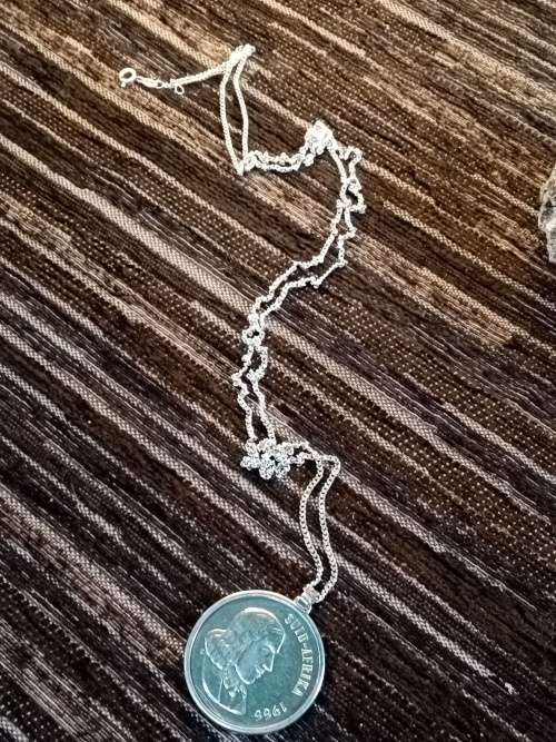 Extra long neck chain sterling silver with R1 coin pendant 90cm long