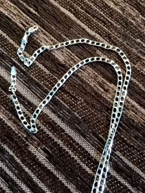 sterling silver neck chain pendant unknown stone 55cm long