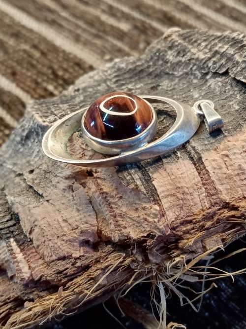 Tiger eye pendant sterling silver