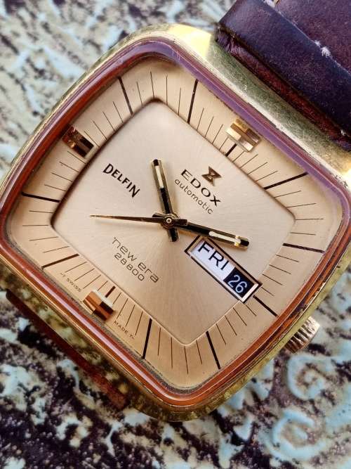 Delfin Edox New Era high beat 28800 wrist watch 36mm ex crown very good condition WORKING
