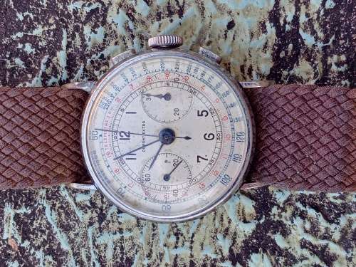 Dupont Extra chronograph from early 1940`s wrist watch 33mm ex crown WORKING