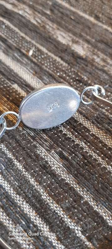 Antique sterling silver bracelet stunning big stone 18mm by 25mm 67mm diameter