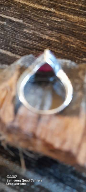 Sterling silver ladies ring with red Ruby Size M.5 No Box!