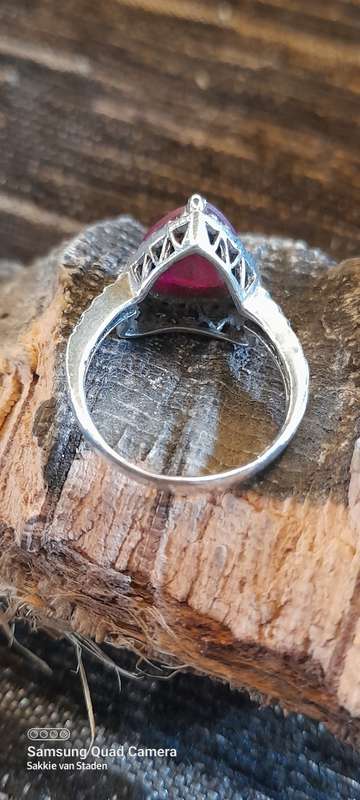 Sterling silver ladies ring with red Ruby Size M.5 No Box!