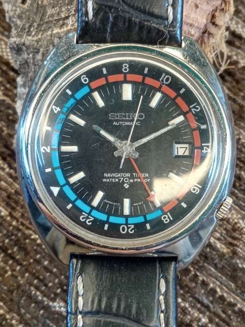 Seiko Navigator 6117-6410 produced June 1970 Automatic 41mm ex crown WORKING