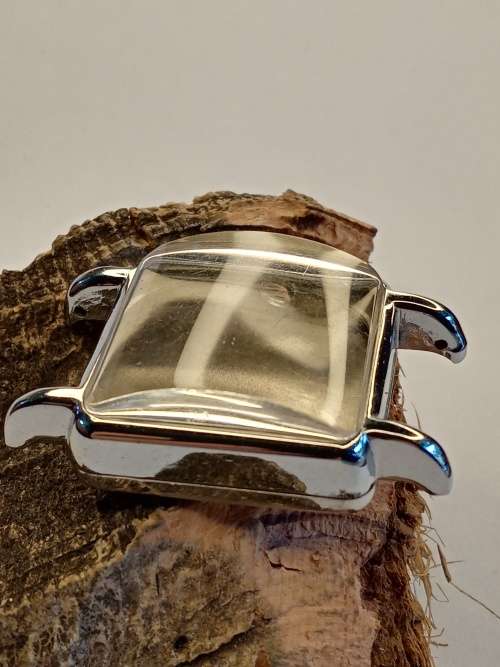 Square new old stock watch cases 27mm crystal intact