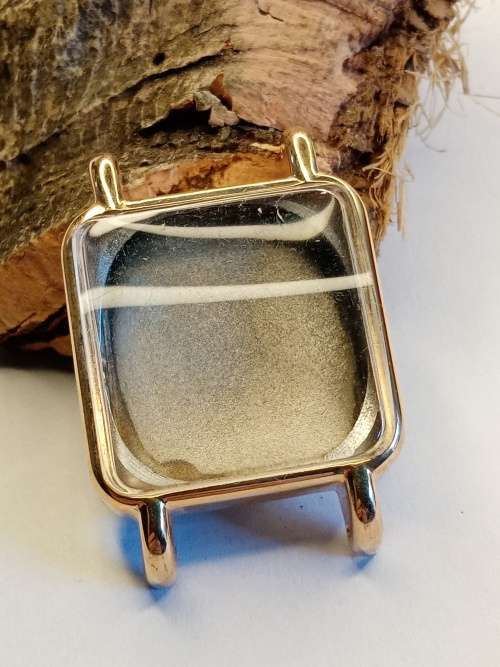 Square new old stock watch cases 26mm crystal intact
