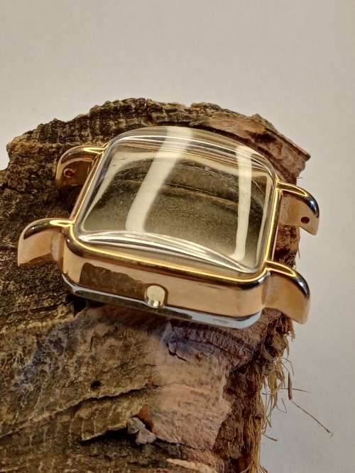 Square new old stock watch cases 26mm crystal intact