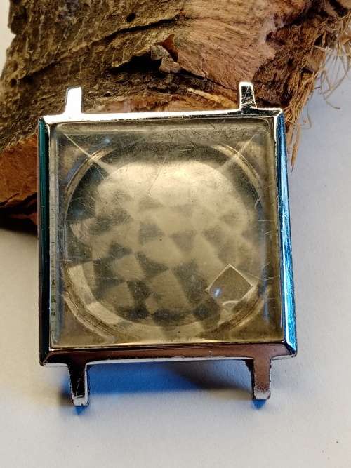 Square new old stock watch cases 28mm crystal intact