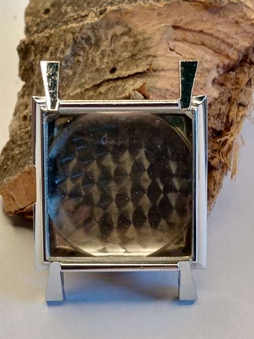 Square new old stock watch cases 26mm crystal intact