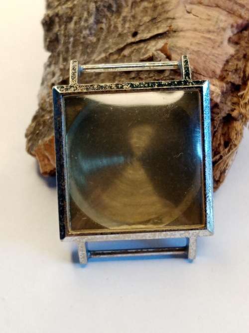 Square new old stock watch cases 26mm crystal intact